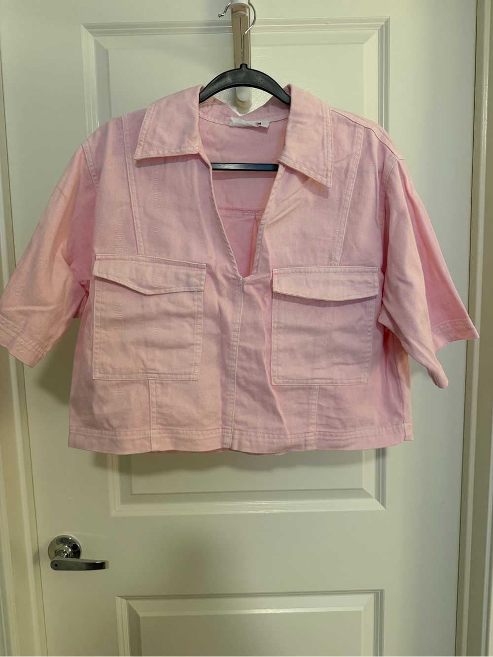 Double Zero Light Pink Boxy Utility Button-Down Shirt